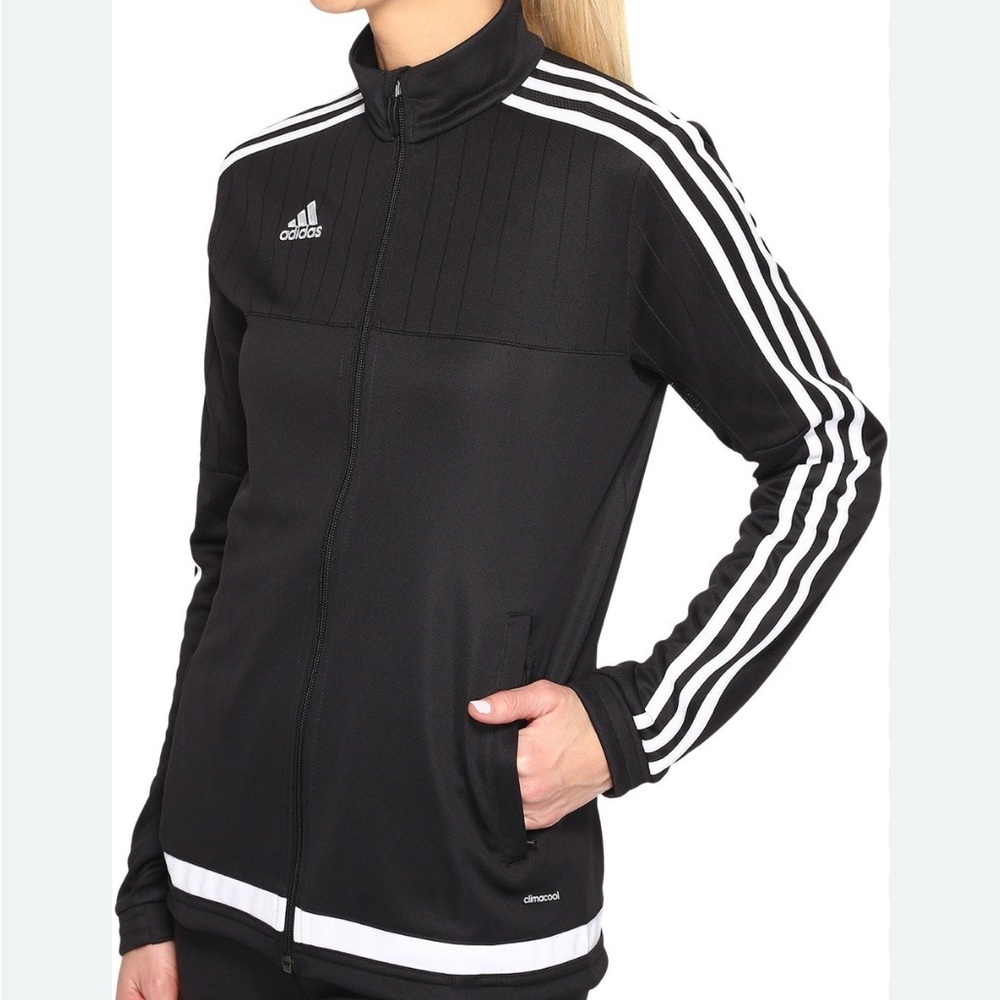Adidas Black Track Jacket with White Stripes